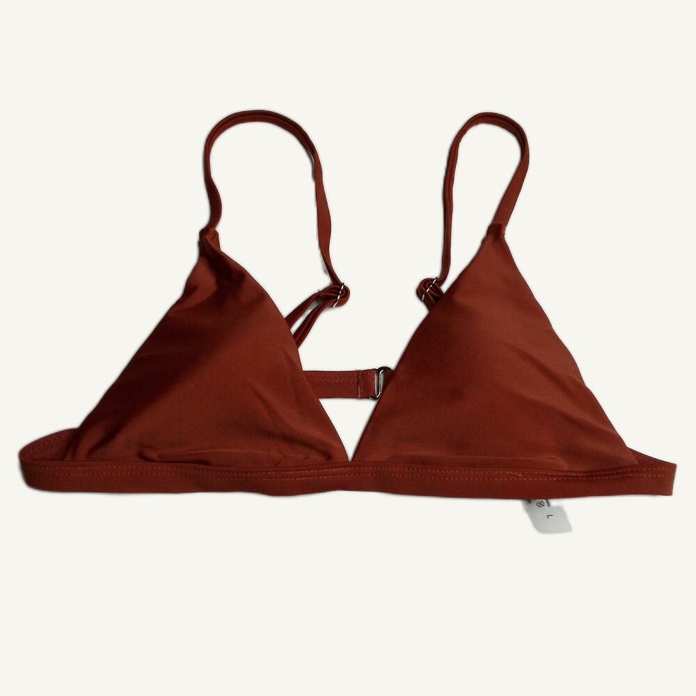 Burnt Orange Triangle Bikini Top L - Adjustable Straps, Back Clasp